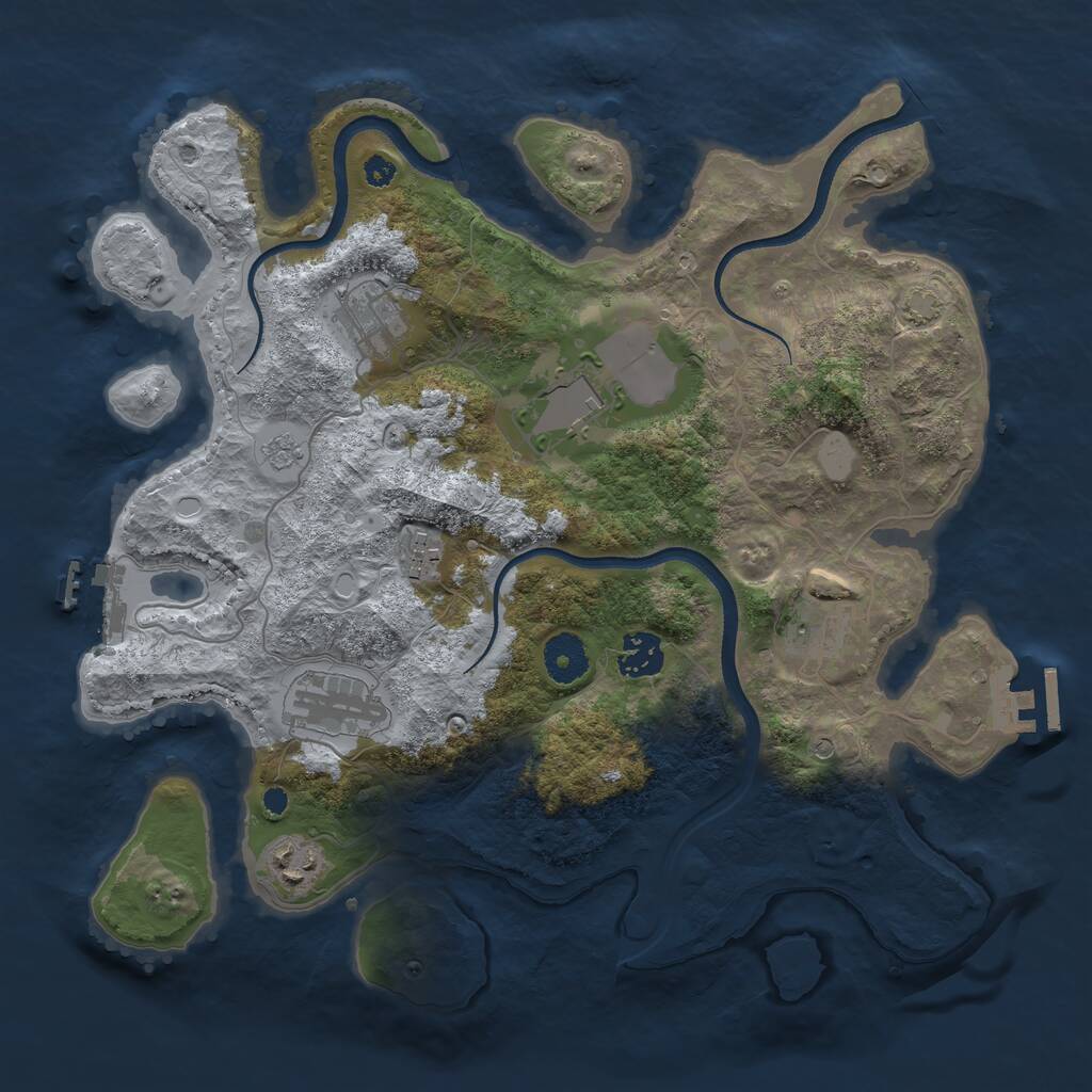 Rust Map: Procedural Map, Size: 3500, Seed: 288943039, 13 Monuments