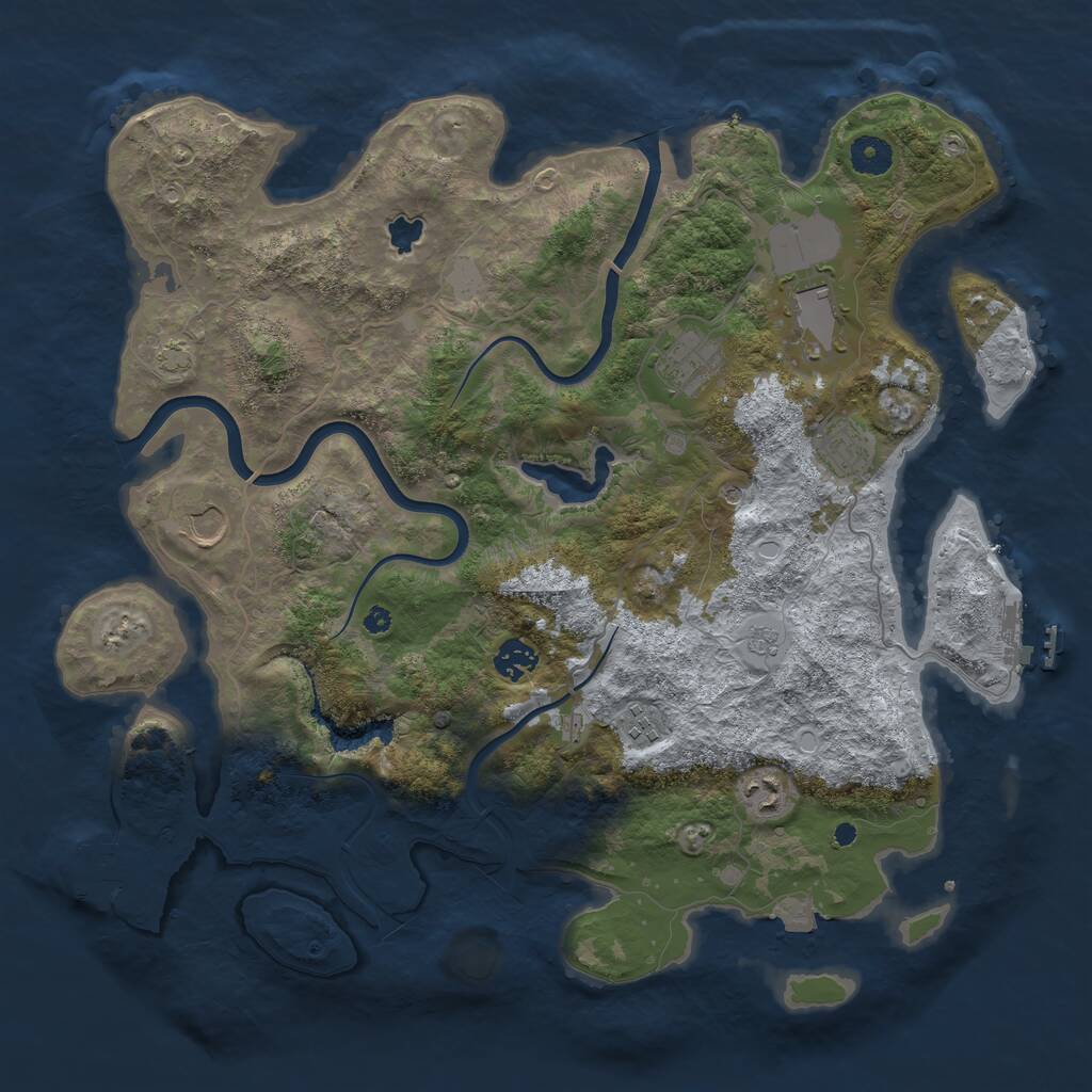 Rust Map: Procedural Map, Size: 4000, Seed: 42491, 13 Monuments