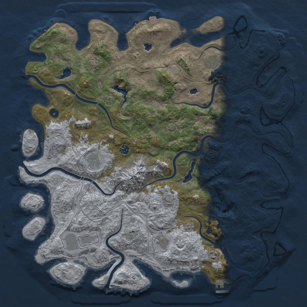 Rust Map: Procedural Map, Size: 5000, Seed: 1851149222, 14 Monuments