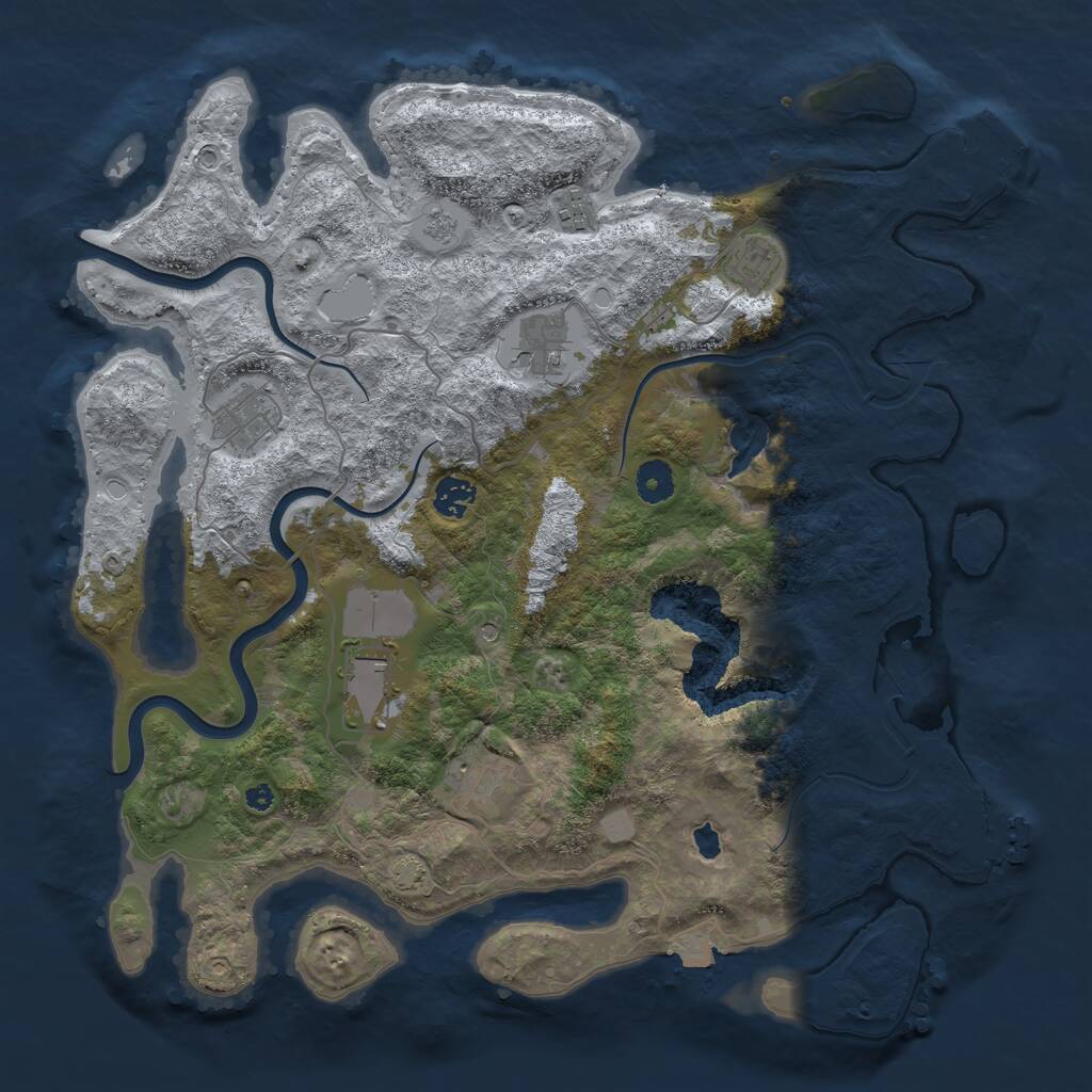 Rust Map: Procedural Map, Size: 4000, Seed: 1854171860, 13 Monuments