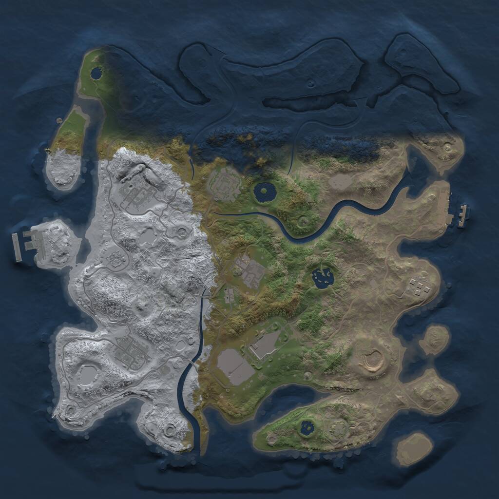 Rust Map: Procedural Map, Size: 3500, Seed: 1464233948, 14 Monuments