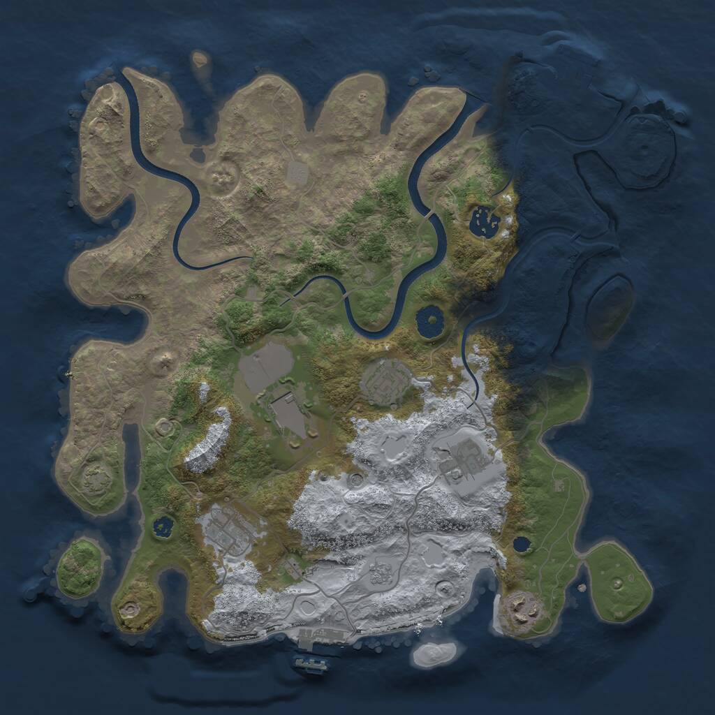 Rust Map: Procedural Map, Size: 3500, Seed: 897997051, 12 Monuments
