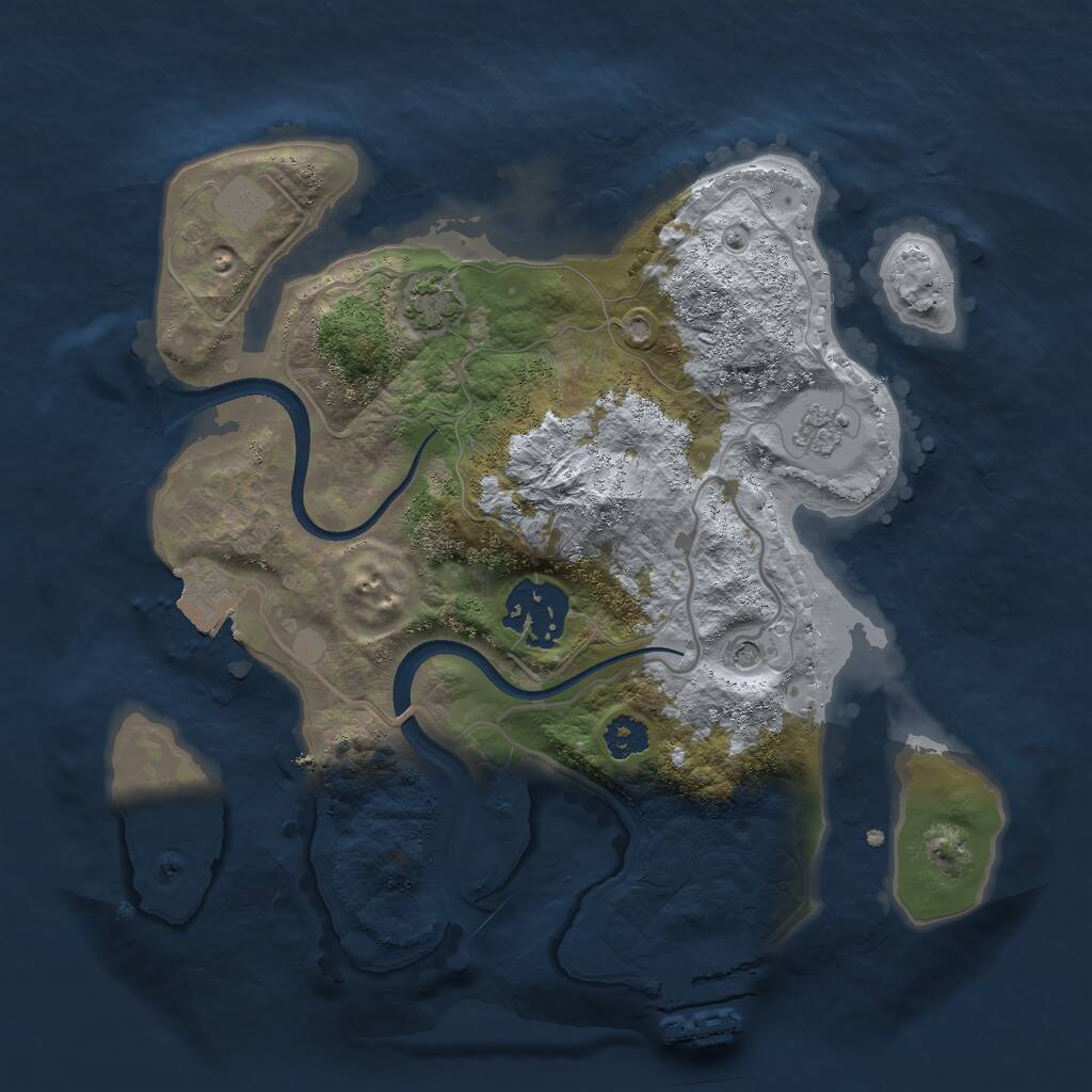 Rust Map: Procedural Map, Size: 2500, Seed: 1268939393, 6 Monuments