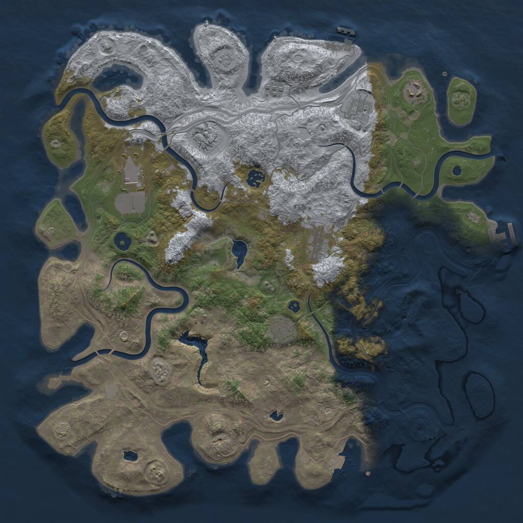 Rust Map: Procedural Map, Size: 4500, Seed: 1932429495, 14 Monuments