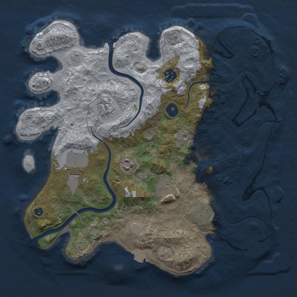 Rust Map: Procedural Map, Size: 3500, Seed: 628174027, 13 Monuments