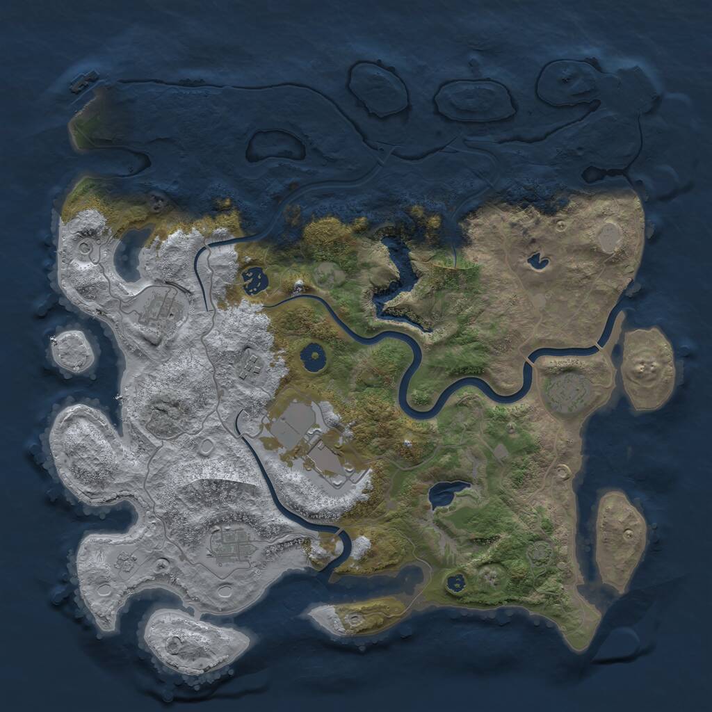 Rust Map: Procedural Map, Size: 4000, Seed: 990349, 12 Monuments