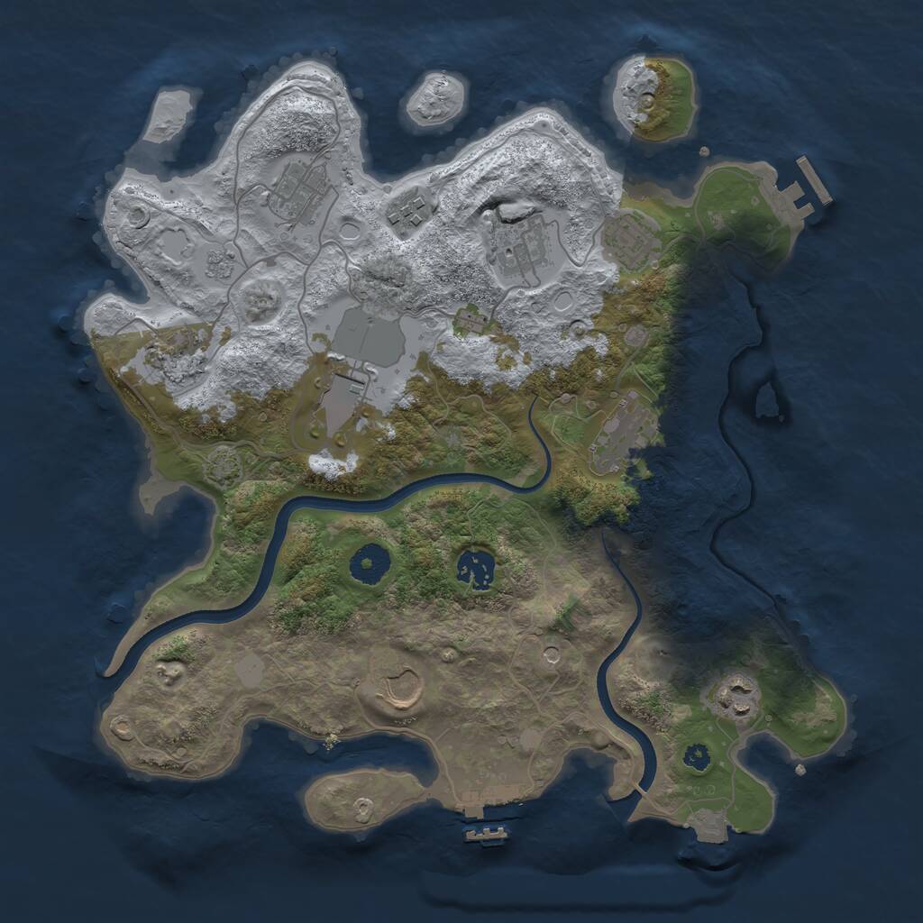 Rust Map: Procedural Map, Size: 3500, Seed: 1742742716, 16 Monuments
