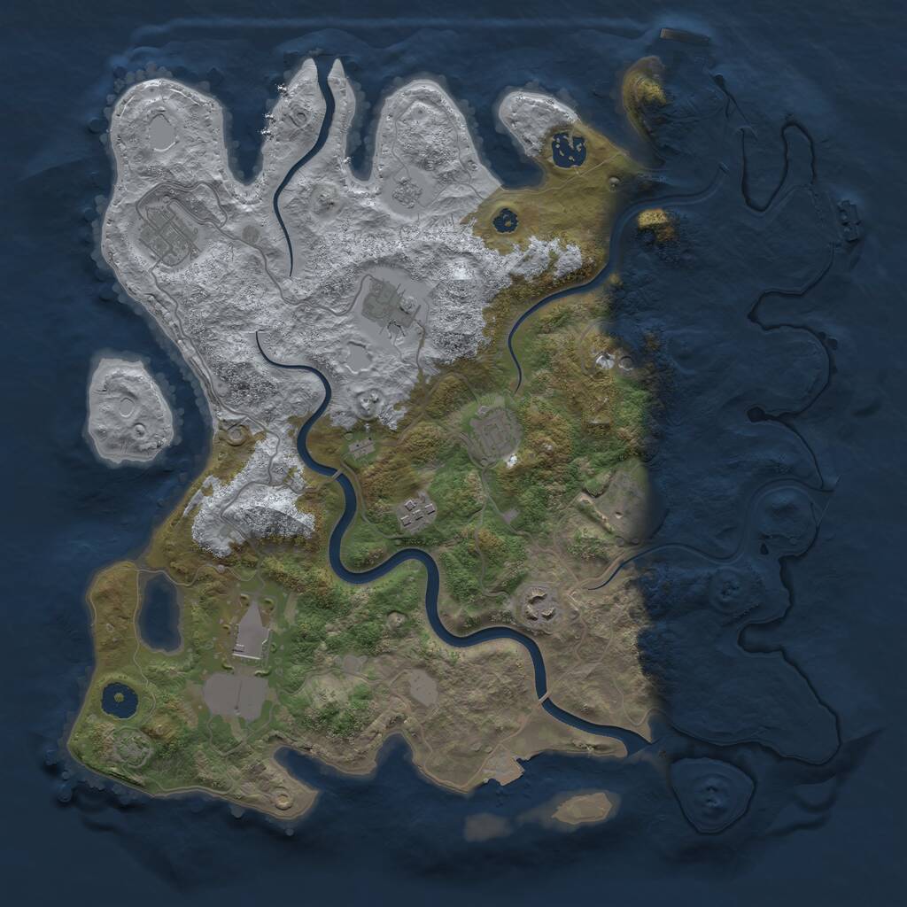Rust Map: Procedural Map, Size: 3800, Seed: 360153365, 14 Monuments