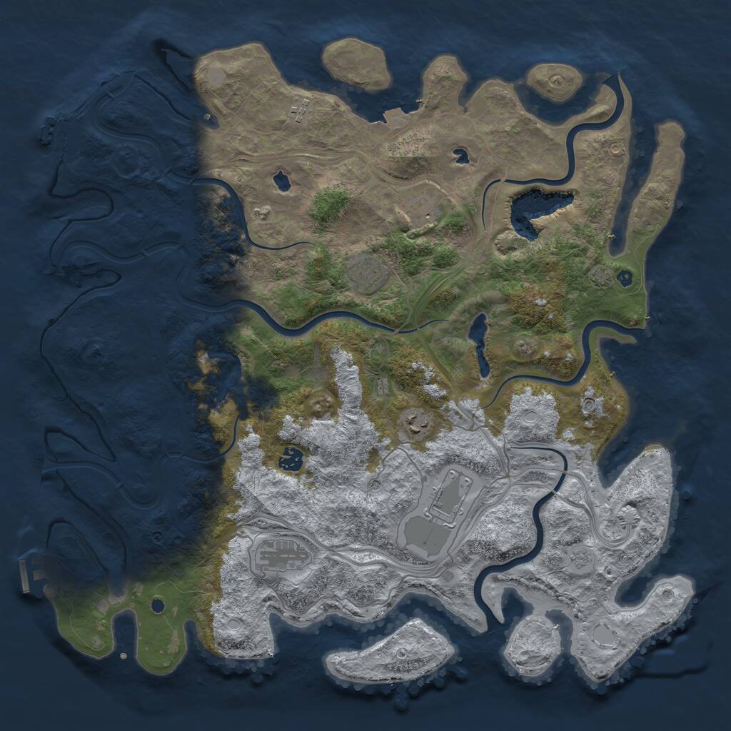 Rust Map: Procedural Map, Size: 4500, Seed: 1999215937, 13 Monuments