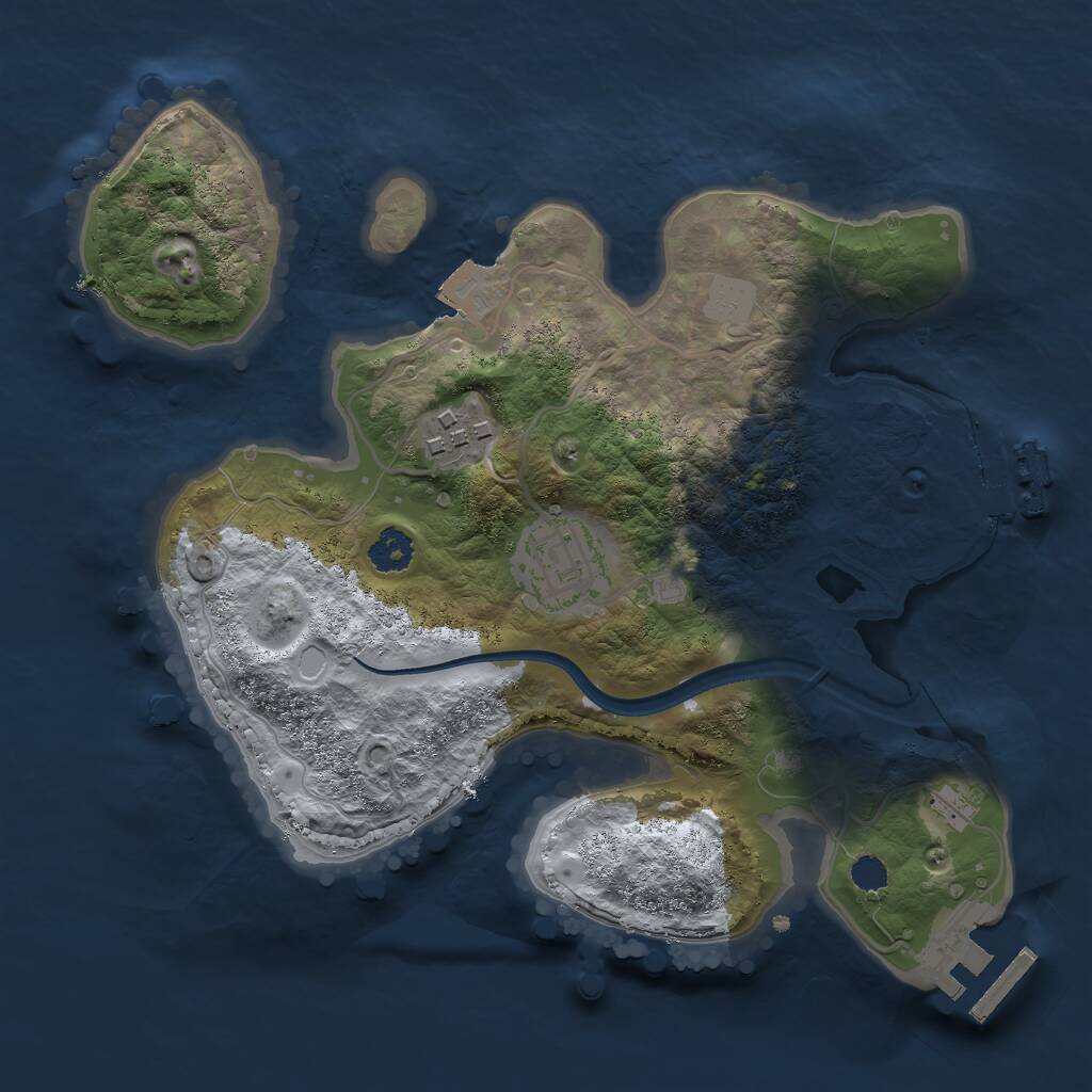 Rust Map: Procedural Map, Size: 2500, Seed: 2079553043, 5 Monuments