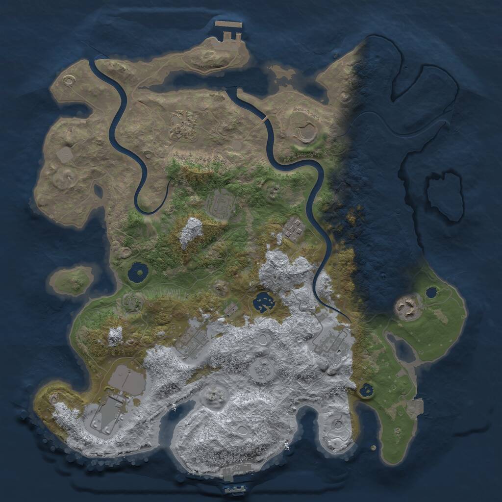 Rust Map: Procedural Map, Size: 3750, Seed: 1073447246, 15 Monuments