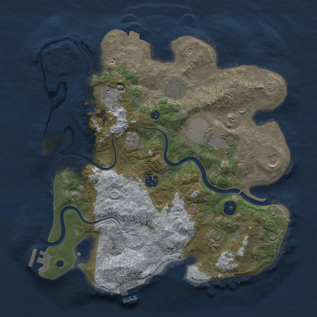 Rust Map: Procedural Map, Size: 3500, Seed: 1420069944, 13 Monuments