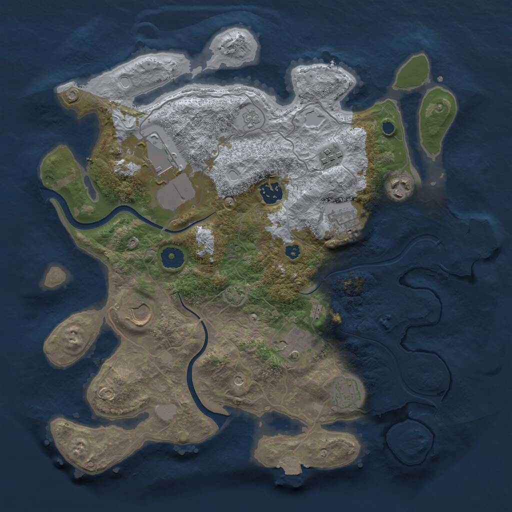 Rust Map: Procedural Map, Size: 3500, Seed: 580086431, 13 Monuments