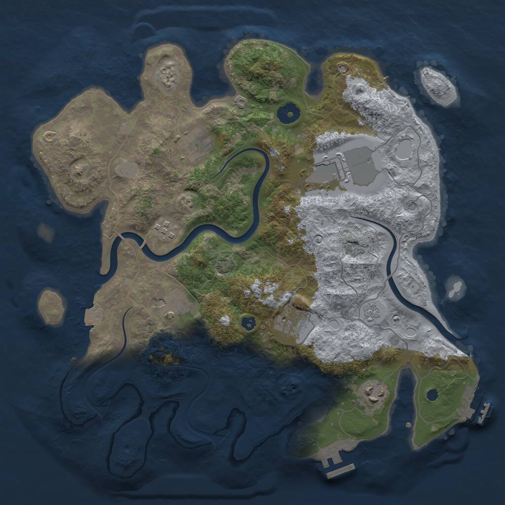 Rust Map: Procedural Map, Size: 3500, Seed: 626315202, 12 Monuments