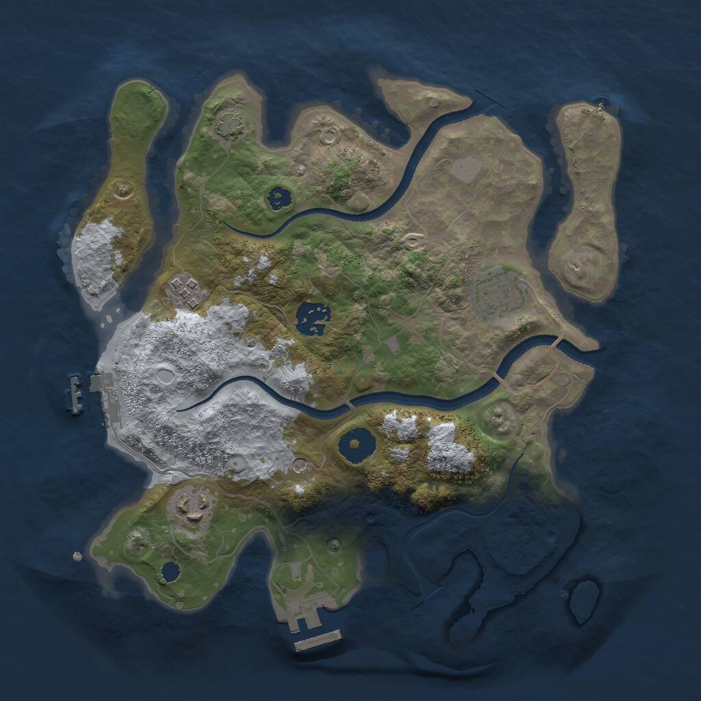Rust Map: Procedural Map, Size: 3000, Seed: 434663552, 9 Monuments