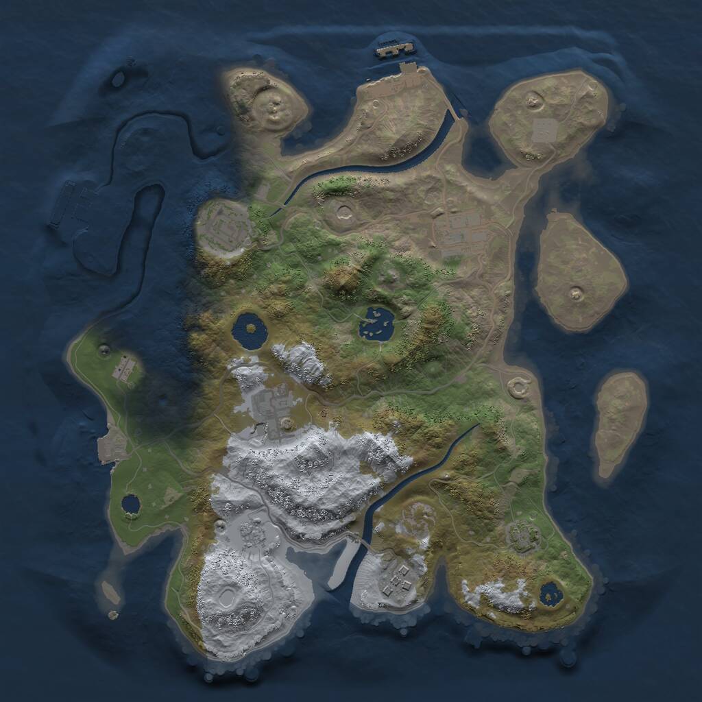 Rust Map: Procedural Map, Size: 3000, Seed: 1774623046, 11 Monuments