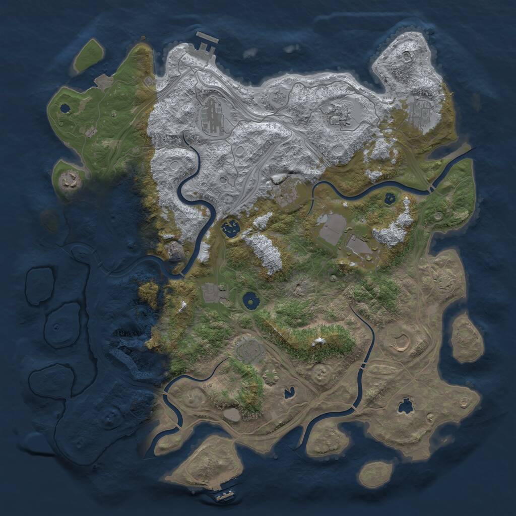 Rust Map: Procedural Map, Size: 4500, Seed: 102316662, 17 Monuments