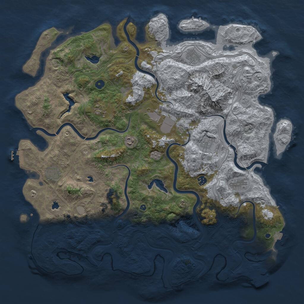 Rust Map: Procedural Map, Size: 5000, Seed: 3908, 15 Monuments