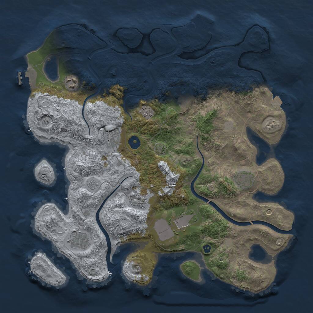 Rust Map: Procedural Map, Size: 3800, Seed: 1183930109, 14 Monuments