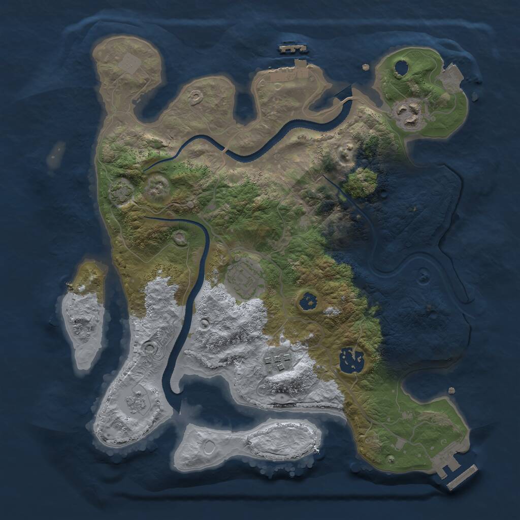 Rust Map: Procedural Map, Size: 3000, Seed: 493466891, 9 Monuments