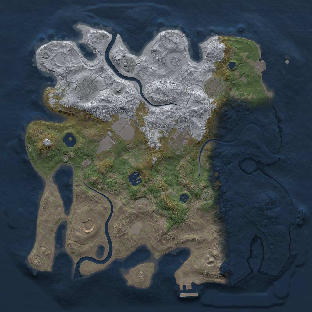 Rust Map: Procedural Map, Size: 3500, Seed: 254475189, 13 Monuments