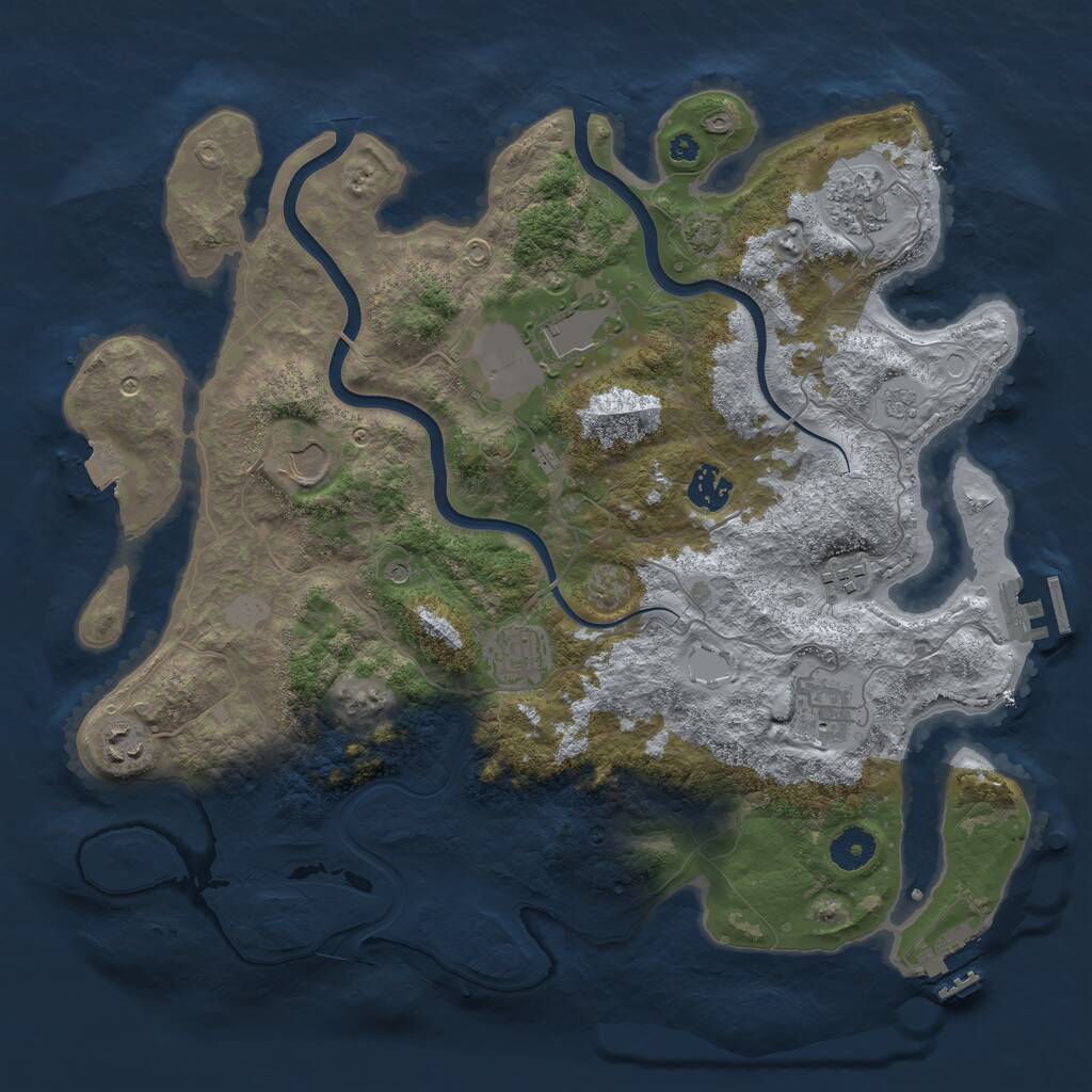 Rust Map: Procedural Map, Size: 3800, Seed: 468562784, 14 Monuments