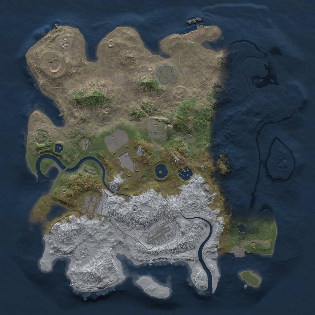 Rust Map: Procedural Map, Size: 3500, Seed: 1993059483, 13 Monuments