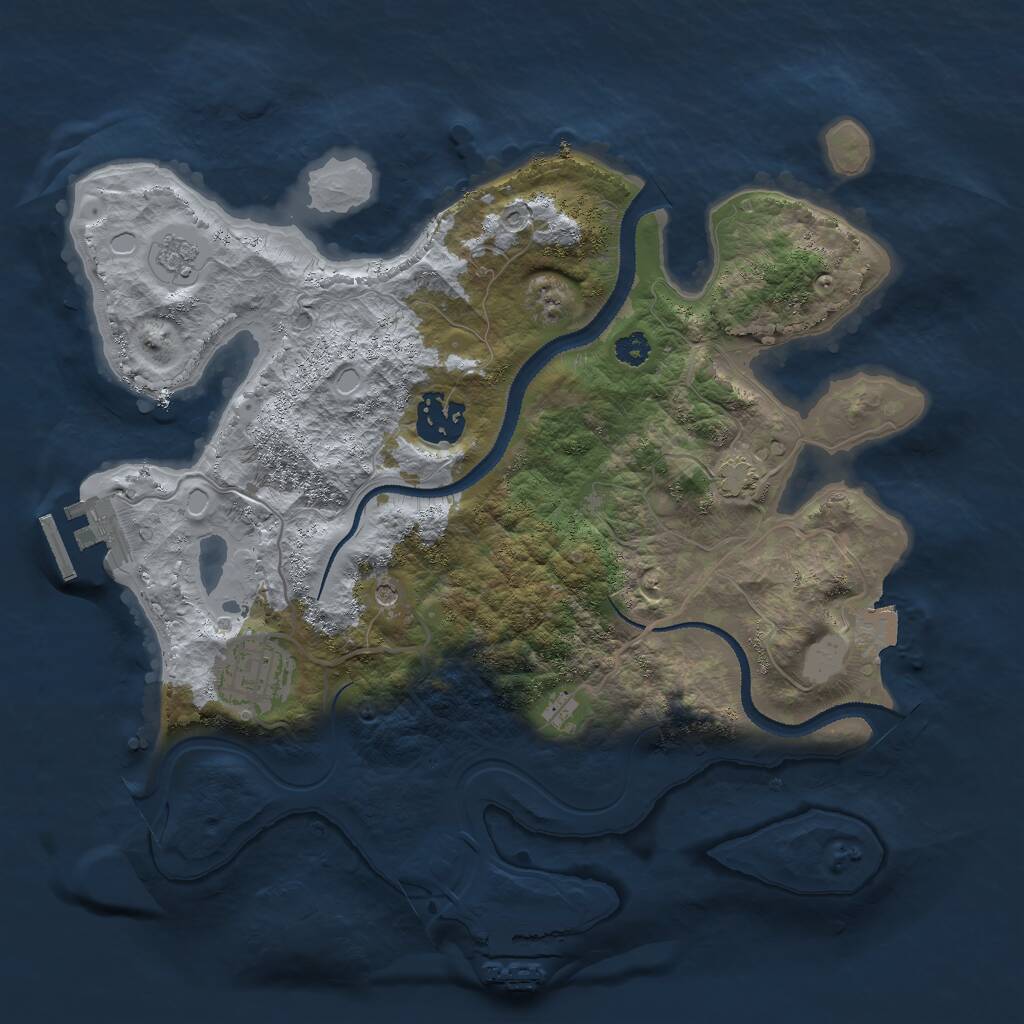 Rust Map: Procedural Map, Size: 3000, Seed: 516419512, 8 Monuments