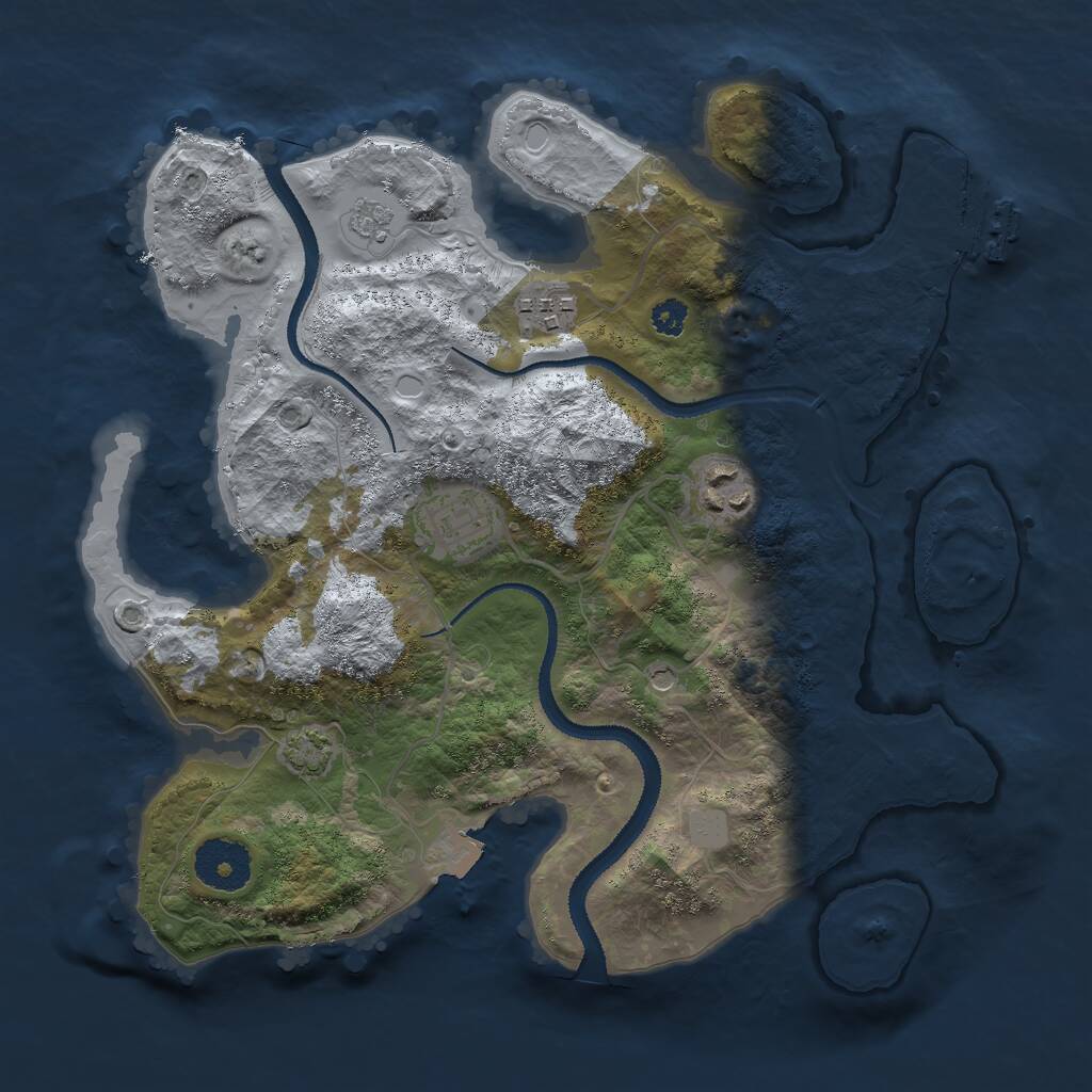 Rust Map: Procedural Map, Size: 3000, Seed: 46275, 8 Monuments