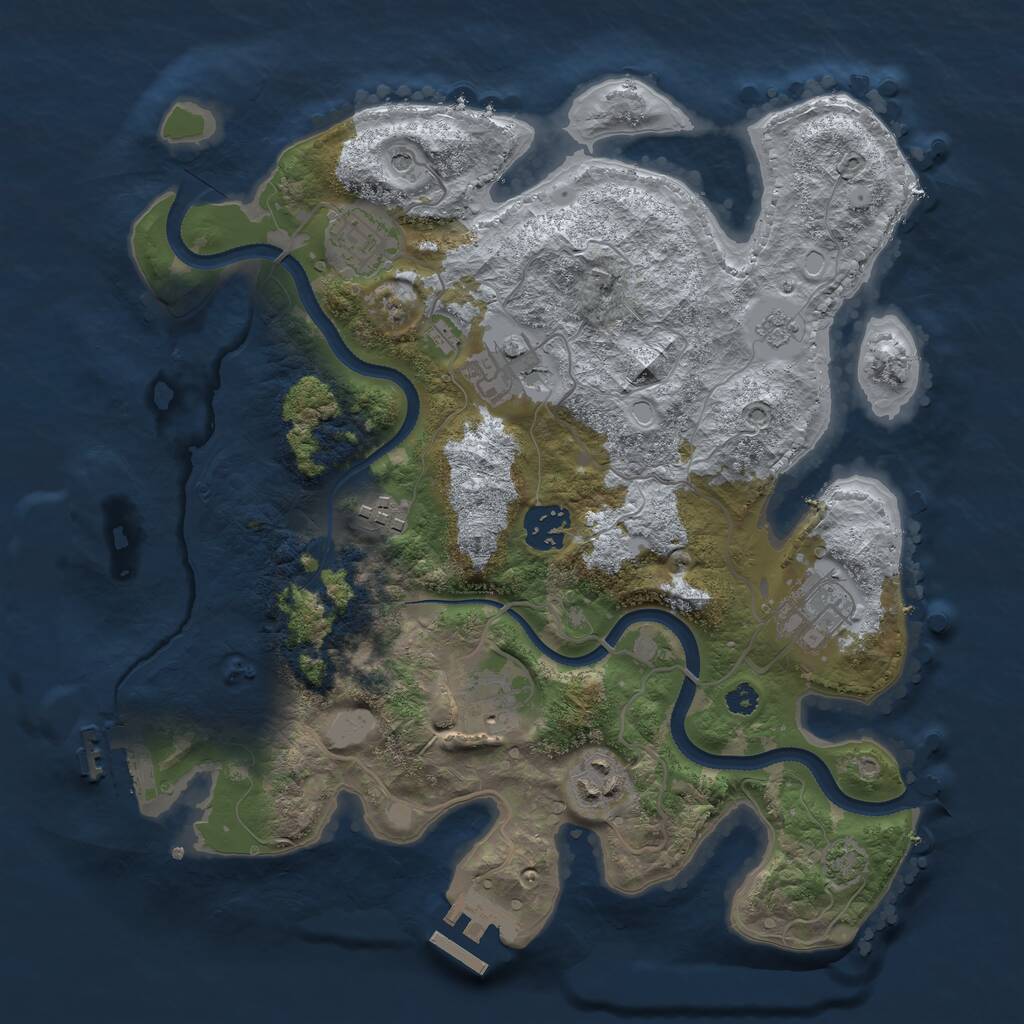 Rust Map: Procedural Map, Size: 3250, Seed: 267502974, 13 Monuments