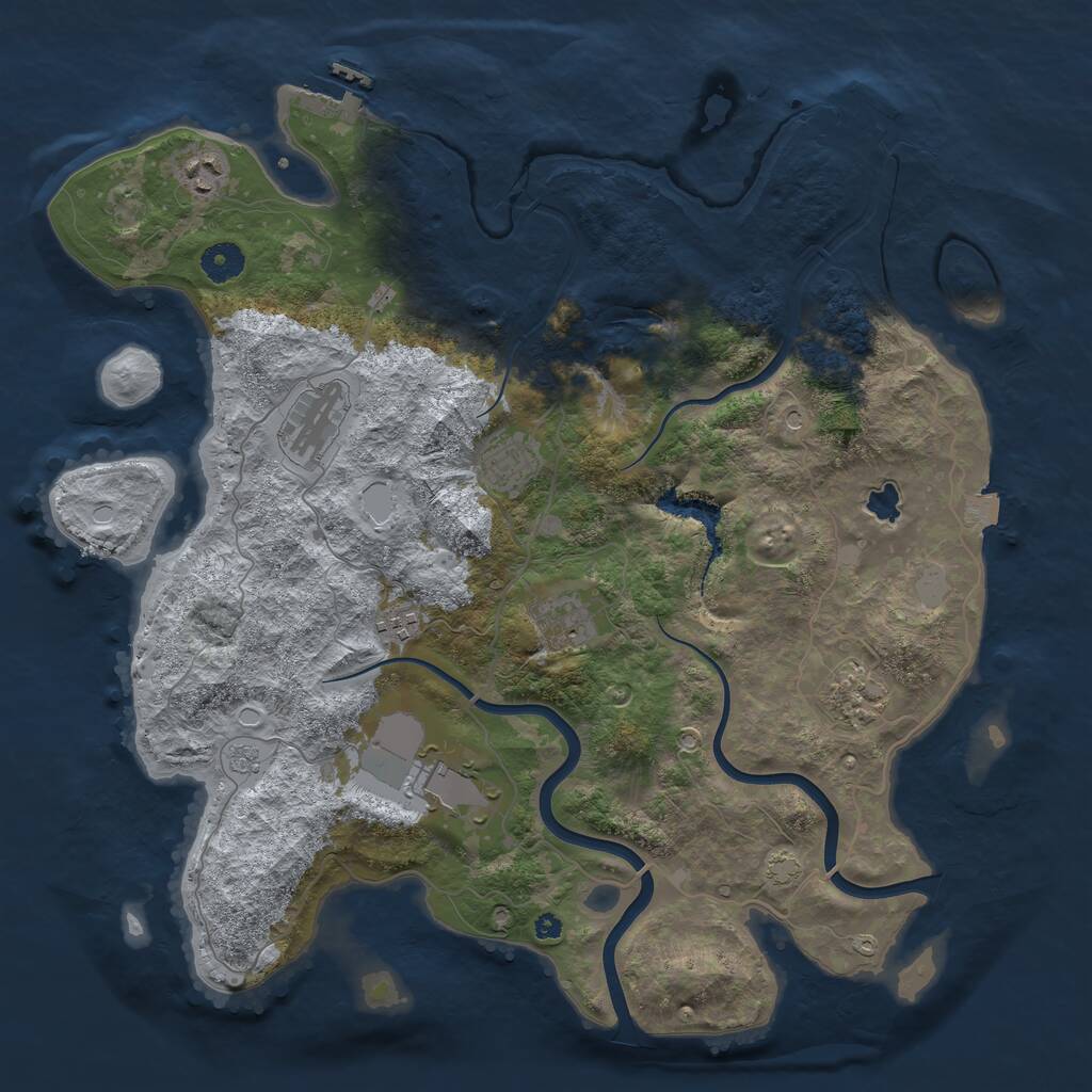 Rust Map: Procedural Map, Size: 4000, Seed: 1943052925, 13 Monuments