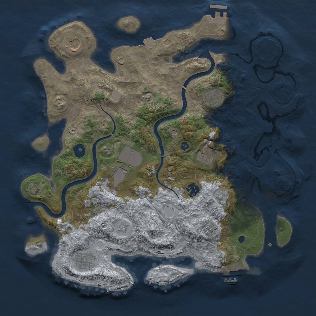 Rust Map: Procedural Map, Size: 3700, Seed: 1096930025, 13 Monuments