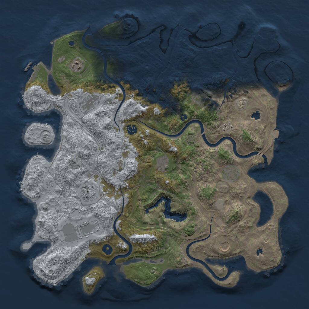 Rust Map: Procedural Map, Size: 4500, Seed: 541951876, 16 Monuments