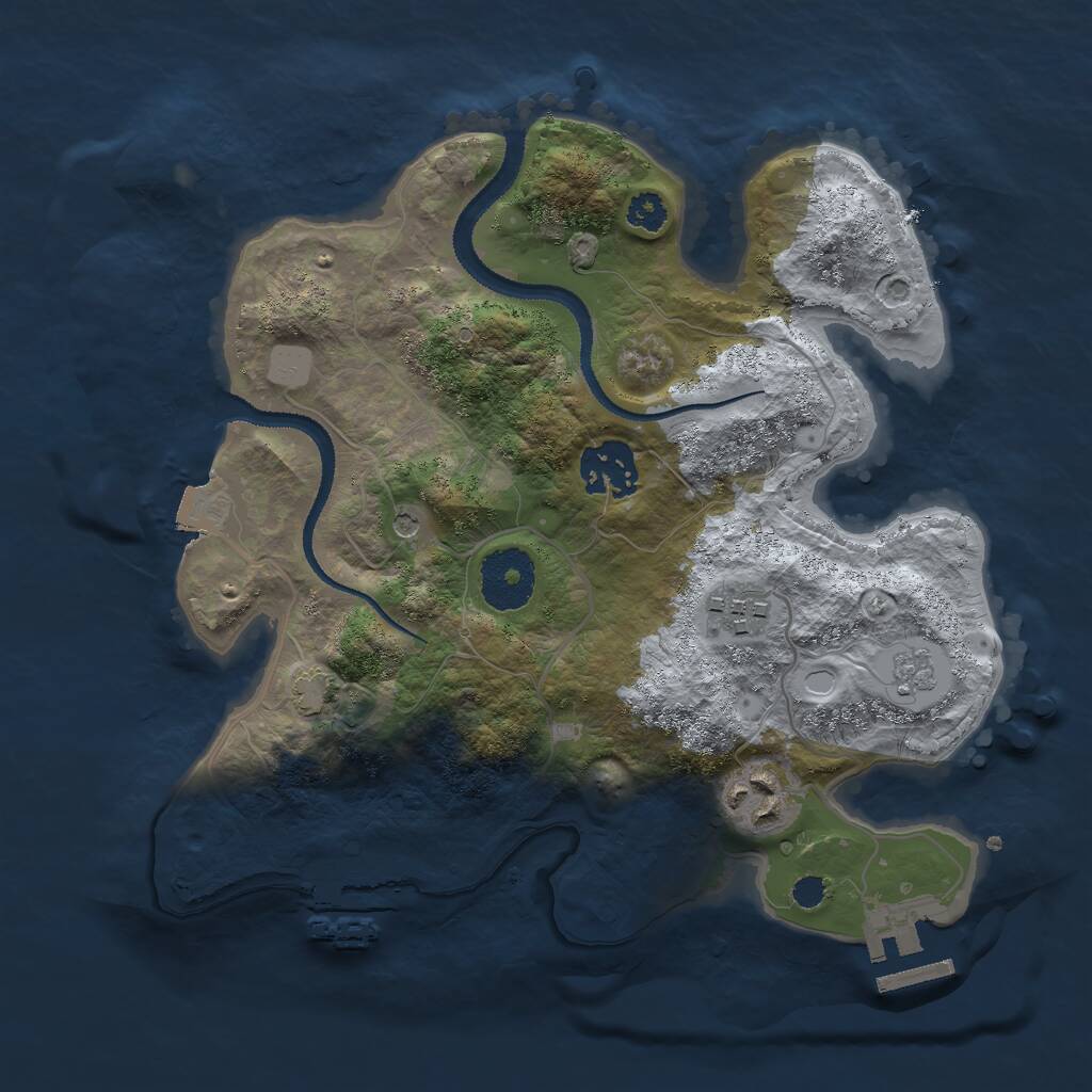 Rust Map: Procedural Map, Size: 2800, Seed: 1340489170, 9 Monuments