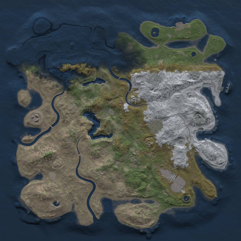 Rust Map: Procedural Map, Size: 4000, Seed: 724254170, 12 Monuments