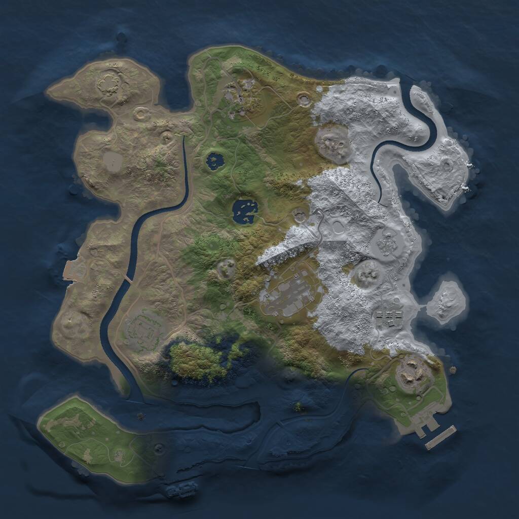 Rust Map: Procedural Map, Size: 3000, Seed: 39274, 12 Monuments