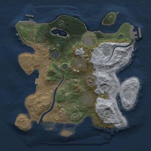 Thumbnail Rust Map: Procedural Map, Size: 3000, Seed: 11061, 13 Monuments
