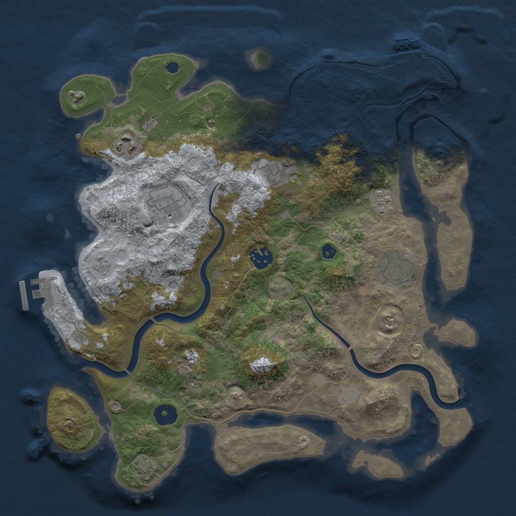 Rust Map: Procedural Map, Size: 3500, Seed: 112701, 13 Monuments