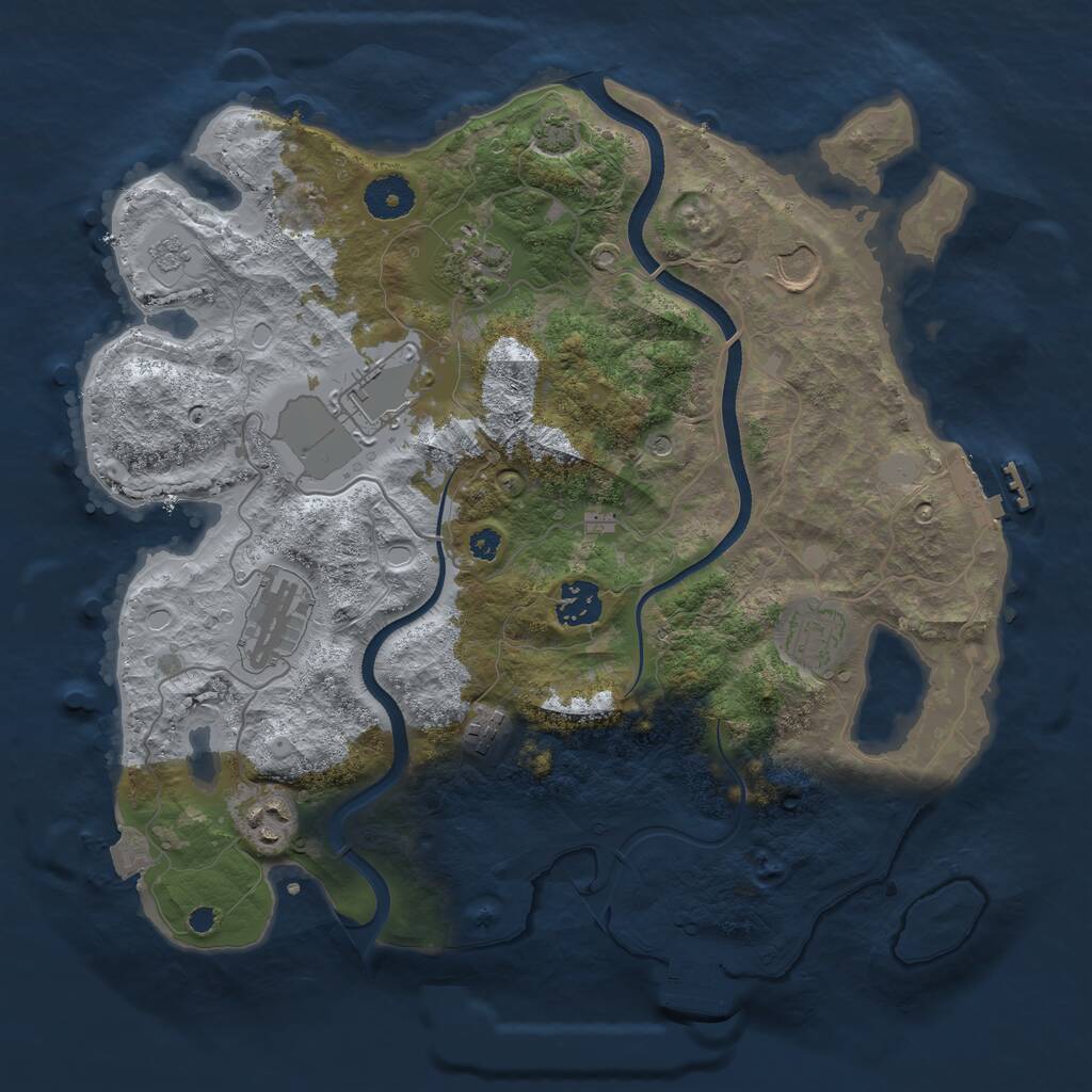 Rust Map: Procedural Map, Size: 3500, Seed: 15975388, 14 Monuments
