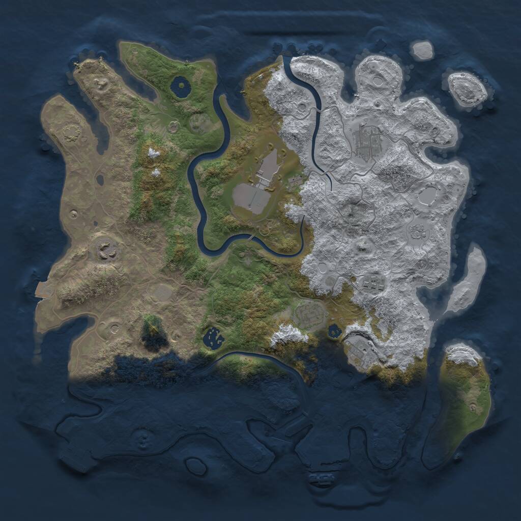 Rust Map: Procedural Map, Size: 3800, Seed: 187182455, 13 Monuments