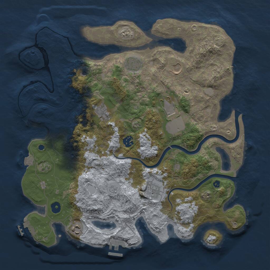 Rust Map: Procedural Map, Size: 3800, Seed: 1640943609, 13 Monuments