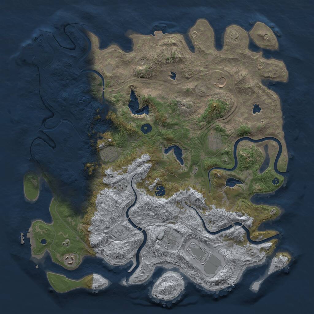 Rust Map: Procedural Map, Size: 4500, Seed: 1301869950, 14 Monuments