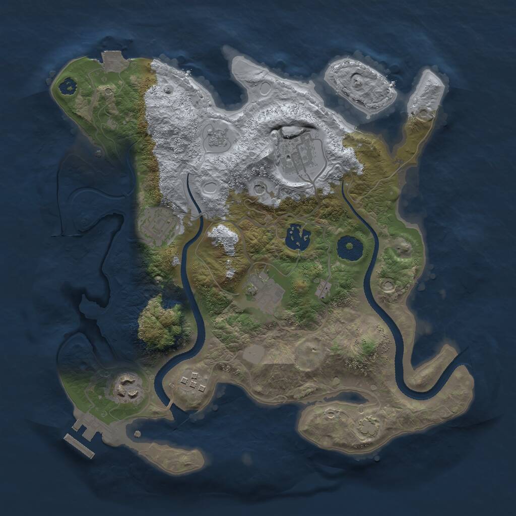 Rust Map: Procedural Map, Size: 3000, Seed: 491837, 11 Monuments