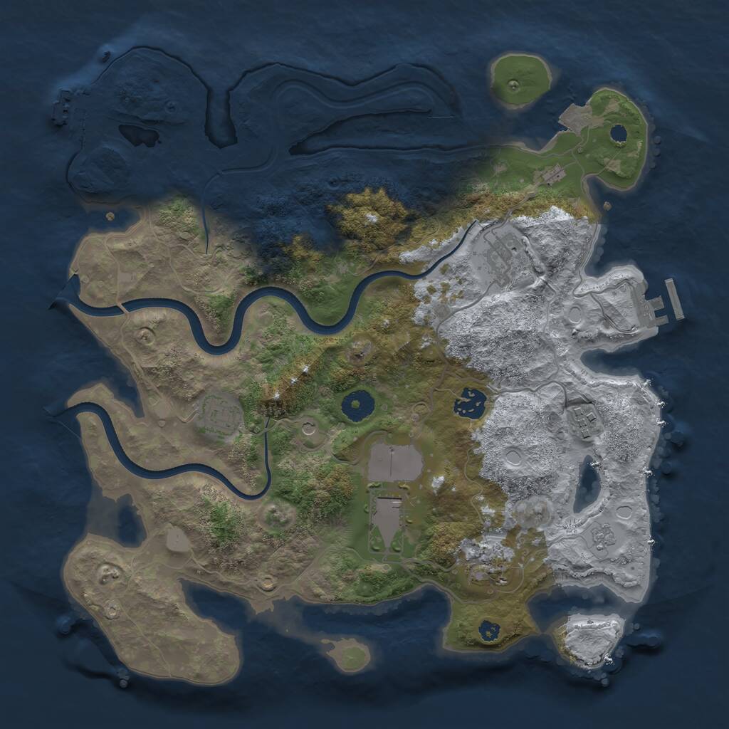 Rust Map: Procedural Map, Size: 3500, Seed: 34388979, 12 Monuments