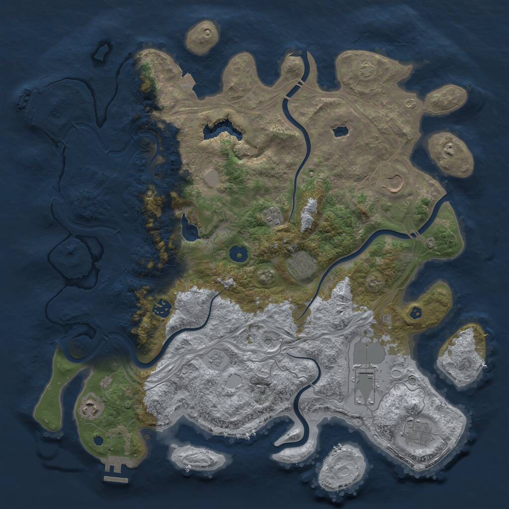 Rust Map: Procedural Map, Size: 4250, Seed: 916721306, 13 Monuments