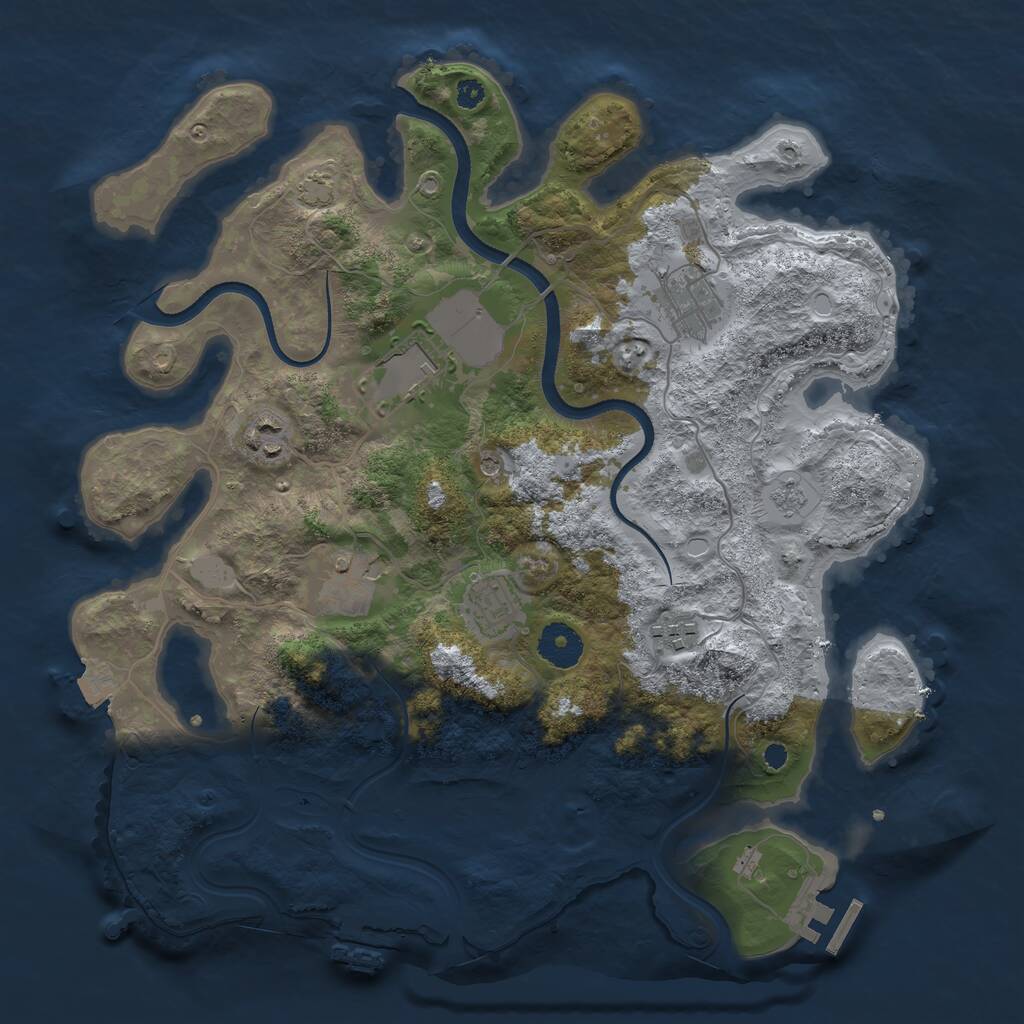 Rust Map: Procedural Map, Size: 3500, Seed: 9745687, 12 Monuments