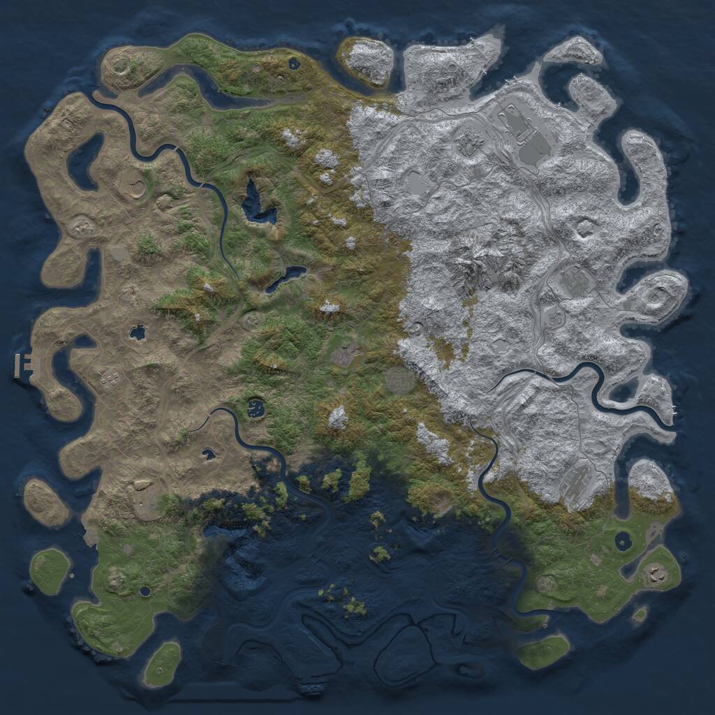 Rust Map: Procedural Map, Size: 6000, Seed: 582321529, 17 Monuments