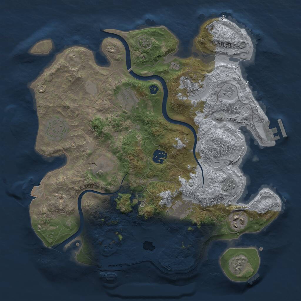 Rust Map: Procedural Map, Size: 3250, Seed: 1163869187, 14 Monuments