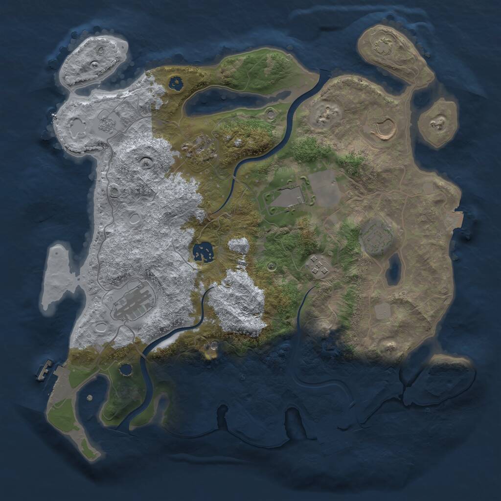 Rust Map: Procedural Map, Size: 3500, Seed: 847944995, 13 Monuments