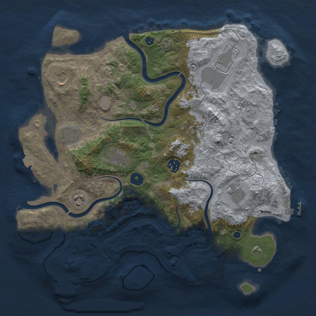 Rust Map: Procedural Map, Size: 3700, Seed: 1997690625, 15 Monuments